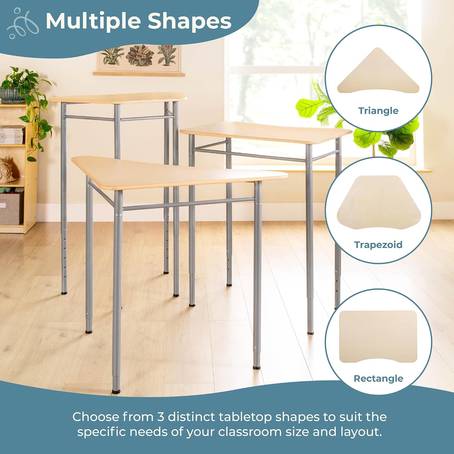 Guidecraft Standing Modular Desk for Adults and Kids: Adjustable Height Desk with Metal Legs for Home, Office, Classrooms and More