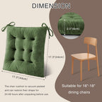 OVOV 2 Pack Chair Cushions for Dining Chairs Soft Seat Cushions for Kitchen Desk Chairs Square Chair Pads with Ties (15.5"x15.5" Green)