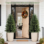 Mavis's Diary 3ft Artificial Cedar Topiary Tree, Set of 2 Realistic Faux Evergreen Shrub Plant in Planter, Indoor Outdoor Fake Cedar Tree for Front Porch, Entryway, Office & Home Decor