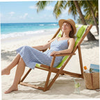 Striped Cotton Canvas Sling Chair Replacement Fabric with Pillow – Patio Kit Fits Most Folding Lounge Chairs, Green & White