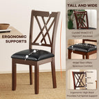 NAFORT Wooden Dining Chairs Set of 6, High Back Kitchen Chairs, Vintage Dining Room Chairs with Solid Rubber Wood Legs, Max Load 360 Lbs, Perfect for Kitchen, Dining Room, Cafe, Restaurant