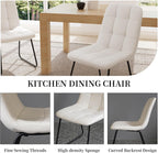HIPIHOM Faux Leather Dining Chairs Set of 4, Modern Upholstered Kitchen Chairs with Curved Backrest and Metal Legs, PU Leather Dining Room Chairs for Kitchen Living Dining Room Set of 4 White
