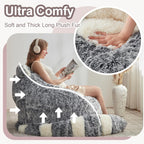 EBENCHICO Giant Bean Bag Chair for Adults Teens, Raccoon Shaped Faux Fur Bean Bag Sofa with Filler, Plush Beanbag Couch with Tail Pillow for Gaming, Reading, Bedroom, Dorm
