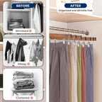 SereneLife Wooden Pants Hangers, 30-Pack Hangers with Adjustable Clips and Anti-Rust Swivel Hook, Space-Saving Pant Organizer for Closet, Ideal for Jeans, Slacks, Shorts, Trousers, Skirts (Retro)