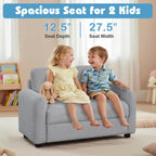 HONEY JOY Toddler Couch, Children Loveseat Sofa Armchair w/Wooden Frame, Teddy Fleece, Flexible Seating for Daycare, Preschool, Playroom, Upholstered Reading Couch, Kids Chair for Boys Girls (Gray)