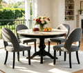 Dining Chairs Set of 4, Modern Farmhouse Upholstered Kitchen Chairs, Wooden Dining Room Chairs with Grey Linen Fabric
