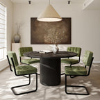 Modern Cantilevered Green Dining Chairs Set of 4, Mid Century Side Dinner Chairs, Armless Backrest, Upholstered Seat, Metal Base, Industrial for Kitchen/Restaurant/Living Room/Cafeteria, Olive
