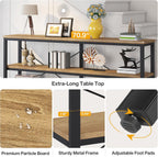 Tribesigns 71" Sofa Tables,Extra Long Couch Table, Narrow Long Console Table, Entryway Table,Sofa Table with 3 Tiers Storage Shelves (Light Brown)