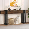 knoworld 71 Inch Long Console Table, Extra Thick Industrial Sofa Table Behind The Couch Rectangular Entryway Table for Entrance Hallway Living Room, Entire top Board & 4-Pipe Legs, Walnut