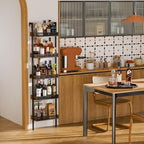 5-Tier Freestanding Wine Racks: 50 Bottles Wine Rack Shelf Wall Mounted with Fences, Wines Bottle Holder Display Shelf, Liquor Storage for Kitchen, Dining Room, Bar, Wood, 17.28''L x 7.95''W x 68.5''H