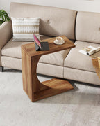 Tribesigns C-Shaped End Table for Couch, Sofa Side Table, C Table for Small Space, Living Room, Bedroom (1, Walnut Brown)
