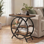 Tribesigns Side Table for Living Room, 4-Tier Narrow End Table with Storage, Industrial Wooden Beside Tables with Geometric Metal Frame, Nightstand for Small Spaces, Bedroom, Rustic Brown