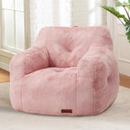 Hobestluk Furry Bean Bag Chair with Arms, Foam Filler for Adult, Pink | Soft Faux Fur Cover, High-Density Resilient Foam, Wide Backrest & Arm-rest, Carrying Handle, Fits Small Spaces, No Assembly