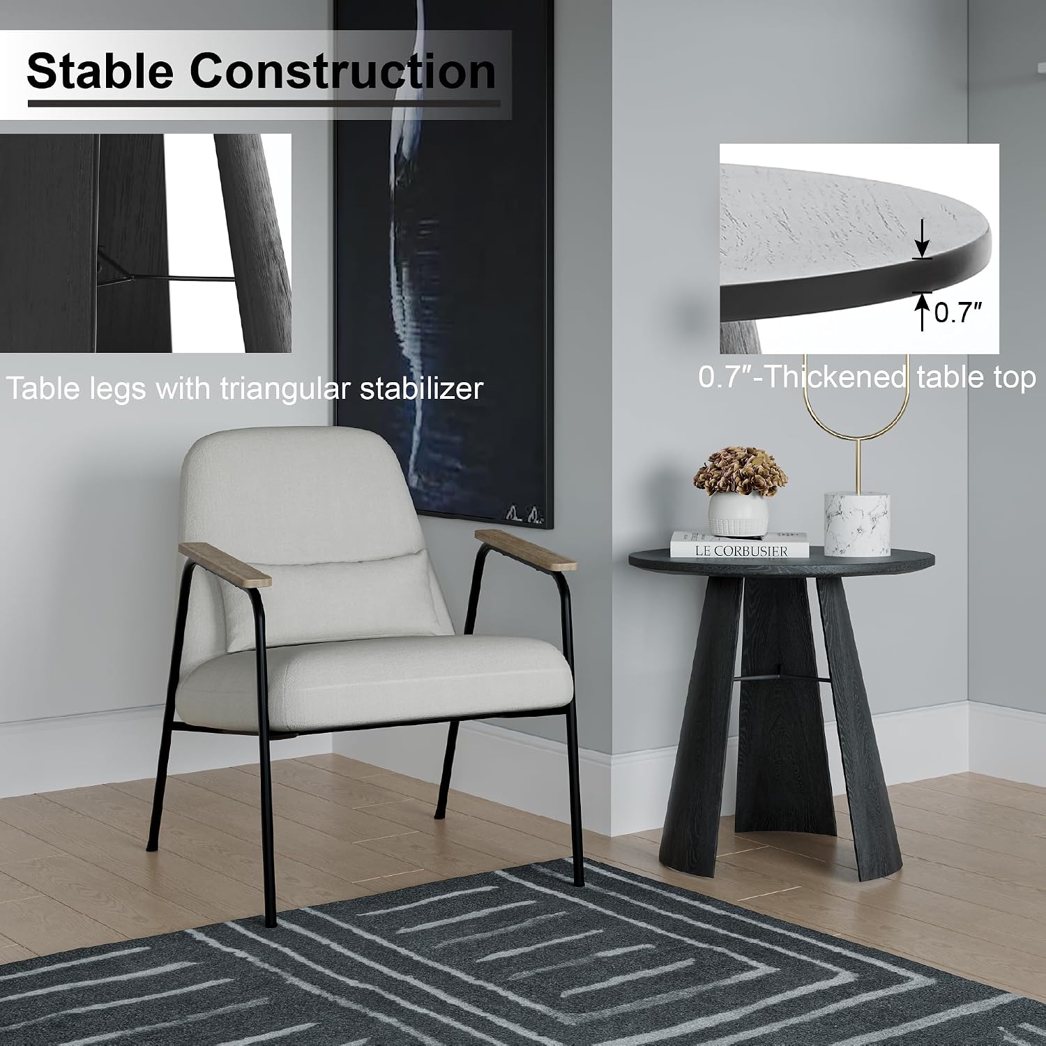 Round Coffee Table for Living Room,18" Modern Small Bentwood Night Stand End Table with Storage,Side Table for Apartment