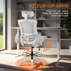 BOLISS Ergonomic Drafting Chair High Back Tall Office Chair for Standing Desk with Double-Layer Seat Cushion, Adjustable Headrest & Lumbar Support, Flip-Up Arms, and Metal Foot Ring (Grey)