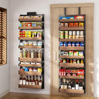 8-Tier Over The Door Pantry Organizer, Heavy-Duty Metal Wall Mount or Hanging Spice Rack, behind the door storage Shelves with Adjustable Basket, Back of Door Organizer for Kitchen Cabinet and Closet