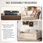 GRUSIGN 71" Boneless Loveseat Couch,Chenille Pullout Futon Couch,4 in 1 Folding 3 Seater Sofa Bed for Living Room,Boneless Cloud Couch with Storage Pocket & 2 Pillows,Beige