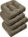 downluxe Chair Cushions for Dining Chairs 4 Pack, Tufted Indoor Chair Pads with Non-Slip Bottom, U-Shaped Kitchen Chair Cushions, 17"x17"x4", Coffee