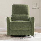 CHITA Power Recliner Chair Swivel Glider, FSC Certified Upholstered Living Room Nursery Reclining Sofa Chair with Lumbar Support, Green