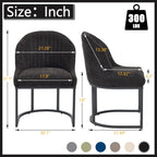 Dining Chairs Set of 2, Linen Upholstered Dining Room Chairs with Black Metal Legs, Modern Kitchen Side Chairs Reading Chair (Black+Black, Set of 2)