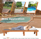 Tangkula Wood Lounge Chair Outdoor Set of 2, Patio Chaise Lounger with 5 Position Adjustable Back, Eucalyptus Wood Reclining Lounge Chair with Breathable Fabric for Poolside Lawn Backyard (Grey)