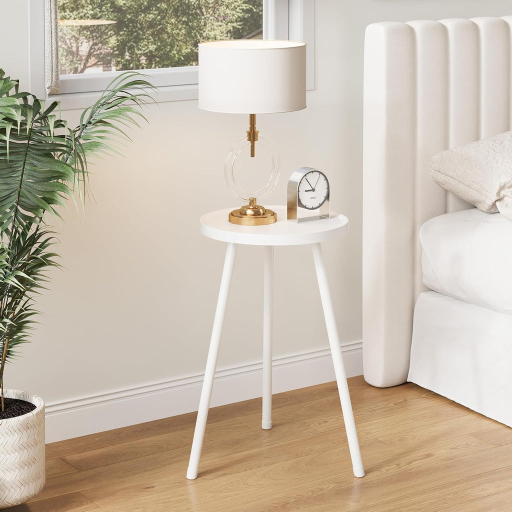 Small Couch Side Table, Drink Table, Mini Round End Table, Coffee Table, Snack Table for Small Spaces, Living Room, Bedroom, Sofa LET520W