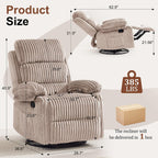 Korser Rocking Recliner Chair, Nursery Rocker Chair for Adults, Small Recliners for Small Spaces, Swivel Rocker Recliner with Cushion, Upholstered Rocking Chairs for Living Room, RV, Chenille