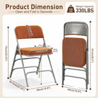 BOOSDEN Thick Padded Folding Chairs, Single Upholstered Foldable Chair, Comfortable Metal Chairs, Folding Chair with Fabric Cushion, Stackable Fold Up Chair for Kitchen Office Wedding Party (Tawny)