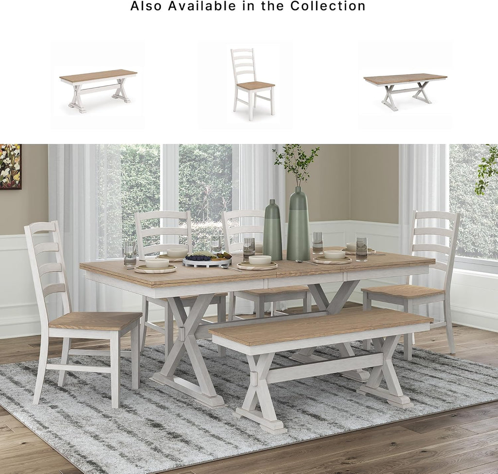 Signature Design by Ashley Westlinport Farmhouse 48" Dining Bench with Antiqued Finish, Antique White