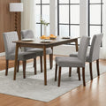 Dining Chairs Set of 4, Upholstered Modern Fabric Kitchen Side Chairs with Sturdy Wood Legs, Parsons Design, Comfortable Soft Linen for Dining Room, Restaurant, Cafe, Gray-Vertical Stripes