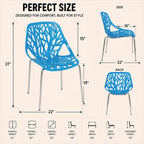 LeisureMod Asbury Modern Dining Chair Blue Color, Polypropylene Seat with Chrome Legs, Comfortable Solid Back Kitchen and Dining Room Chairs, Affordable Contemporary Seating