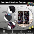 Peryiter Games Curtain Bedroom Room Decor Neon Gamer Curtain with 2 Tiebacks 42 x 84 Inch Thermal Insulated Window Drapes for Bathroom Nursery Home Decoration, 2 Panels