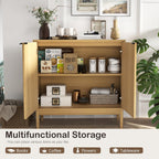 Otterease Fluted Buffet Cabinet with Storage, Wooden Sideboard with Doors & Adjustable Shelves, Modern Accent Cabinet for Kitchen, Living Room, Entryway, Hallway, Natural