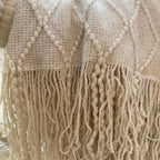 Geometry Bed Runners for King & Queen SizeBed Solid Beige Bed Scarf with Tassel Boho Knit BedRunner Scarves Decorative for Bedroom Home Hotel (102 x 24 Inches, 1 Piece)