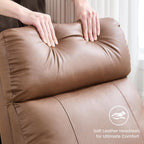 Swivel Rocker Recliner Chairs, Manual Faux Leather Recliners, 360° Swivel Nursery Reclining Chair Glider Rocking Recliner with Adjustable Headrest Highback for Living Room, PU Coffee
