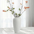 Off-White 12.6” Ceramic Vase for Home Decor, Farmhouse & Boho Decorative Pottery Vase for Table Centerpiece, Mantel, Shelf, Living Room, Kitchen, and Entryway (White Ribbed - 12.6" Tall)