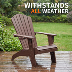Psilvam Adirondack Chair, Oversized Poly Lumber Fire Pit Chair with Cup Holder, 350Lbs Support Patio Chairs for Garden, Weather Resistant Adirondack Chair Looks Like Real Wood (2, Brown)