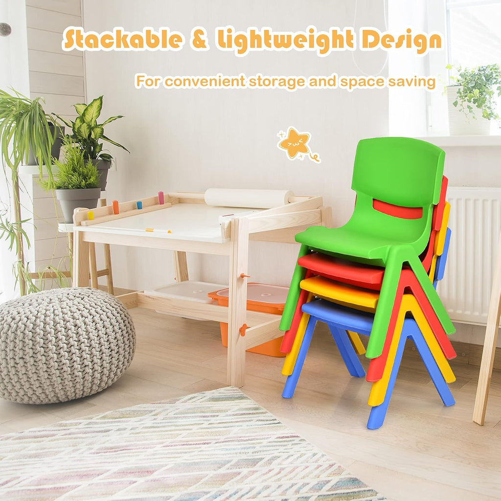 Costzon Kids Chairs, Stackable Plastic Colorful for Toddlers Boys Girls, Learn and Play Stools for School, Home & Play Room (Multicolor, 4 Chairs)
