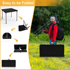Kasunpul 34" Folding Table, Portable Square Folding Card Table with Collapsible Legs & Carrying Handle, Plastic Tables for Camping,Picnic, Office, Party, Black