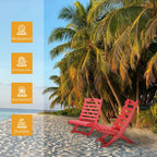 IVY&LANE Portable Xavier-Chairs Set of 2 | Folding-Adirondack-Chair | Wave | HDPE Plastic | Limited Edition | Red | All-Weather Resistant | for Outdoor Fire-Pit Patio Lawn Beach Poolside