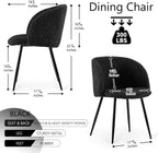 NORDICANA Accent Chairs Set of 2, Fuzzy Sherpa Dining Chairs with Barrel Back, Upholstered Faux Fur Armchairs with Black Metal Leg, Living Room Chairs (Black)