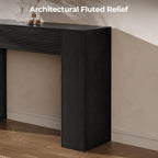 43" Fluted Mid Century Modern Narrow Console Table with Storage, Farmhouse Skinny Entryway Table, Small Entry Table & Storage Cabinet, Sofa Table Behind Couch for Living Room, Hallway, Entrance, Black