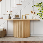 59'' Fluted Console Table for Entryway, Narrow Console Table Wooden Sofa Tables Behind Couch, Modern Curved Accent Table for Hallway, Living Room, Entrance, Foyer (Natural)