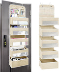 Easy Assembly Over The Door Organizer, 6 Shelves&10 Side Pockets, Heavy-Duty Reinforced Mesh Rack Holds 44lb, Hanging Behind Door Storage for Bathroom Pantry, Nursery, Closet, Shoes,Towels-Ivory White