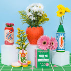 ban.do Small Ceramic Vase, Lucky Cherry Cream Soda Can | Petite and Colorful Retro Inspired Flower Vase or Shelf Decor for Aesthetic Food Theme Home Decor