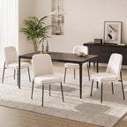 COLAMY Dining Chairs Set of 2, Modern Dining Chairs, Fabric Upholstered Dining Chairs, Kitchen Chairs with Curved Back and Metal Legs for Dining Room Kitchen Restaurant, Beige