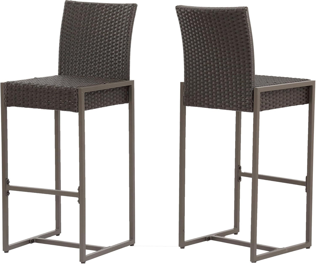 Christopher Knight Home Kelly Outdoor Wicker 30 Inch Barstool (Set of 2), Dark Brown