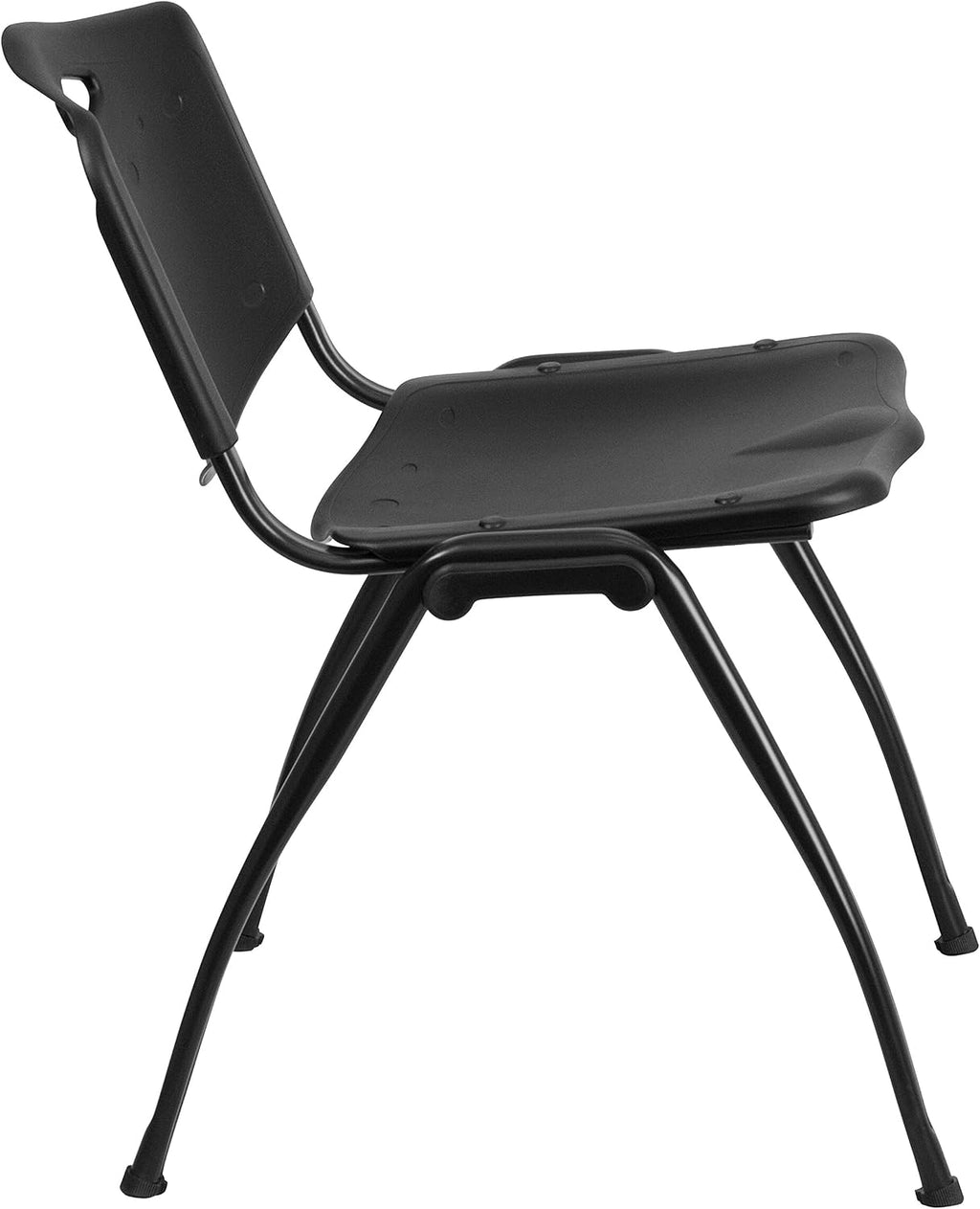 EMMA + OLIVER 880 lb. Capacity Black Plastic Stack Office Side Chair