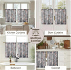 OWENIE Floral Kitchen Cafe Curtains - 36 Inch Length 2 Panels Set, Printed Light Filtering Textured Farmhouse Short Small Half Curtain Tier Drapes for Bathroom Basement, 2 Pcs Each 30W x 36L,Grey