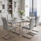 gopop Dining Chairs Set of 6, Faux Leather with Plated Chrome Metal Frame, Modern Kitchen Chairs with Padded Seat High Back for Dining Room, Kitchen, Living Room